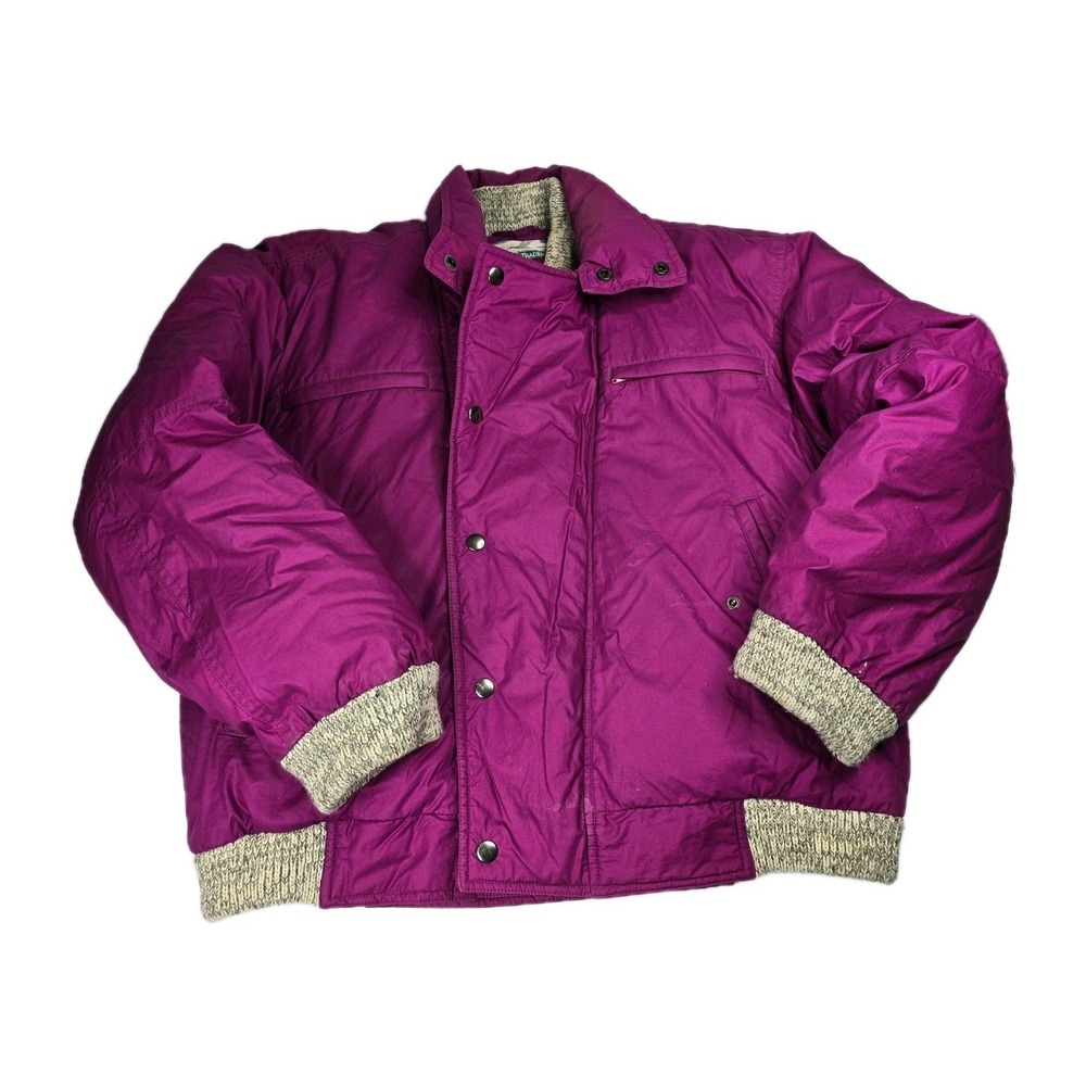 Tidewater Traders Purple‎ Duck Down Puffer Jacket Knit Trim Women's Large